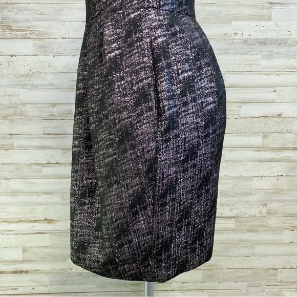 Club Monaco Bria Metallic Dress Womens Size 4 Soot Black/Noir Silk Top Pockets - Picture 7 of 15
